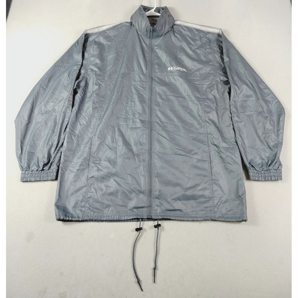Vintage Kaepa Athletics Jacket Mens‎ XL Gray Hooded Windbreaker Full Zip Running
